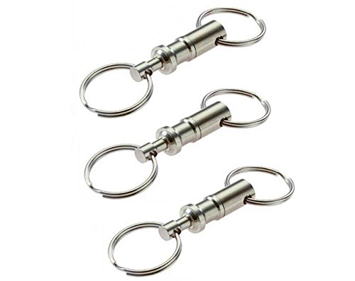 ericotry Detachable Pull Apart Silver Key Rings Keychains-Heavy Duty Dual Key Ring Pull Apart Snap Lock Holder with Split Rings (3 Pack)