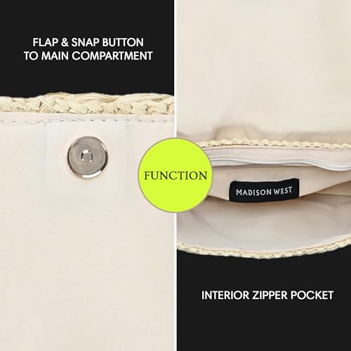 Madison West Darya Straw Shoulder Bag | Eco-Friendly Purse for Women | Stylish and Compact Shoulder Purse |3