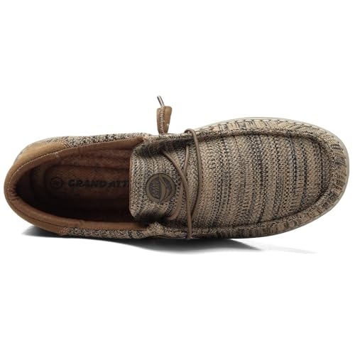 Grand Attack Men's Slip On Loafers Shoes-Soft Sole Walking Shoes for Men,Comfortable,Lightweight Work Shoes,Travel, Driving Boat Shoes,Brown Size10.5, Brown, 10.5