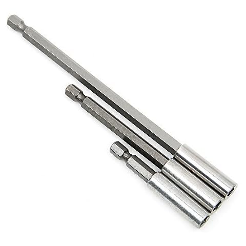 MALAYAS 3 Pcs Magnetic Drill Bit Holder Extension 3 Piece Set For Screws, Nuts, and Any Drill And Handheld Driver - Includes 2", 4", 6" Extensions For Quick Change - 1/4 Inch Hex Shank Cover