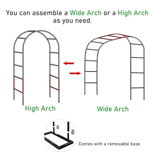 Arco de jardín metálico ajustable blanco de 80 a 350 cm para plantas enredaderas 4