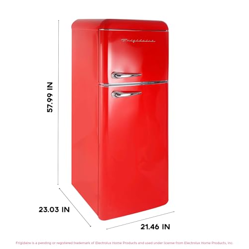 Frigidaire EFR756-RED EFR756, 2 Door Apartment Size Retro Refrigerator with Top Freezer, Chrome Handles, 7.5 cu ft, Red - Image 6