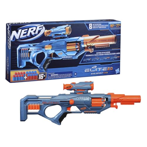 Image of Nerf Elite 2.0 Eaglepoint RD-8 Toy Blaster, 16 Nerf Darts, Fun Toy for Kids Teens and Adults, Outdoor Play for Boys, Birthday Gift for Kids Ages 8+