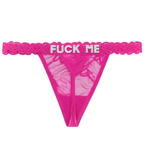Image of Women's Personalized Thongs with Funny Rhinestone Letters, Custom Name Underwear Panties for Couples