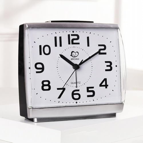Réveil de chevet silencieux avec mouvement à quartz à piles pour une heure précise et un réveil facile (blanc)