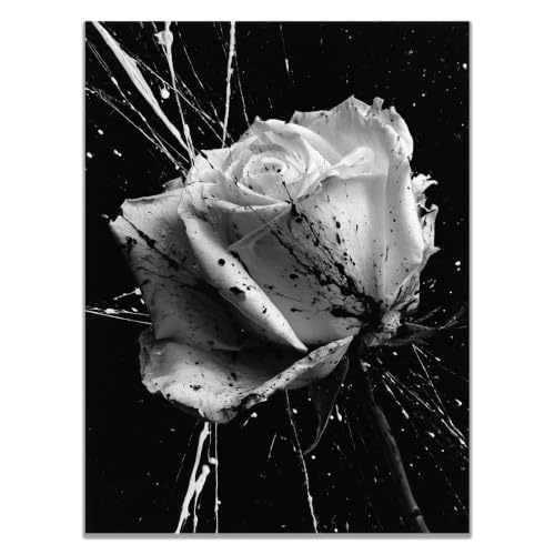 Cuadro abstracto de flores en blanco y negro para decorar un salón moderno