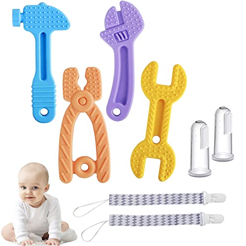 Image of Baby Teething Toys Set, Freezer BPA Free Silicone Baby Molar Teether Chew Toys, Hammer Wrench Spanner Pliers Shape Baby Boy Toys