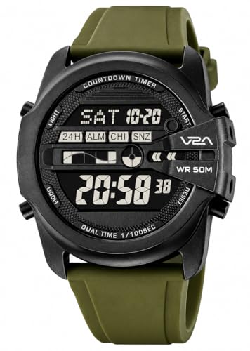 Image of V2A DIGITRON-TERRAX 2942 Digital Watch for Men | Industrial Shield Design with Oversized Digital Display | Urban Sports Everyday Watch with Countdown Timer, Alarm & 50M Water Resistance