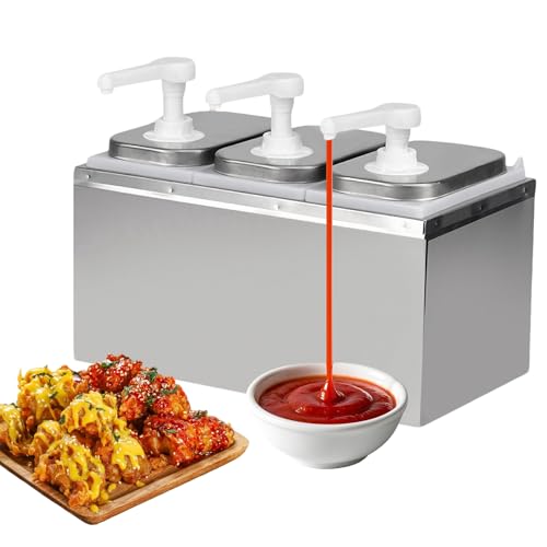 Distributeur de sauce 6 L, distributeur de sauce en acier inoxydable 304, 10 cc par pression, distributeur de sauce pour ketchup, mayonnaise, sauce pour steak,...