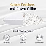 puredown® Goose Feathers and Down White Pillows with 100% Soft Cotton Cover, Bed Sleeping Hotel Collection Pillows Set of 2 King Size - Image 3