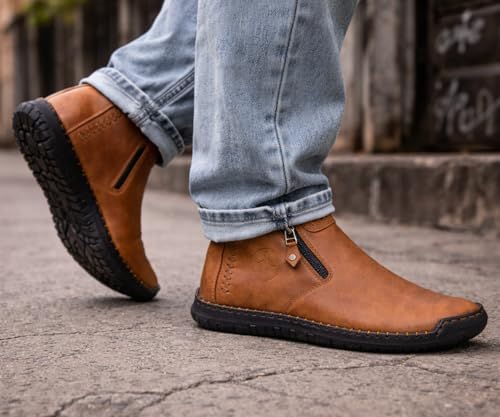 Image of Kraasa Men's Stylish Trendy Sneakers | High Tops Synthetic Side Zipper Casual Shoes | Ultra Soft Cushioned Insole | Airmix Sole Footwear