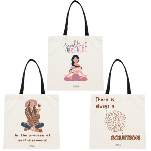 Image of Trendy Cotton Tote Bags for Women Designs - 15.5 inchx15 inch - Perfect for College, Office, Yoga, and Everyday Use