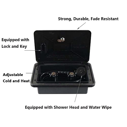 Riloer Wohnmobil-Außenduschbox-Kit, für Wohnmobile, Anhänger und so weiter. schwarz