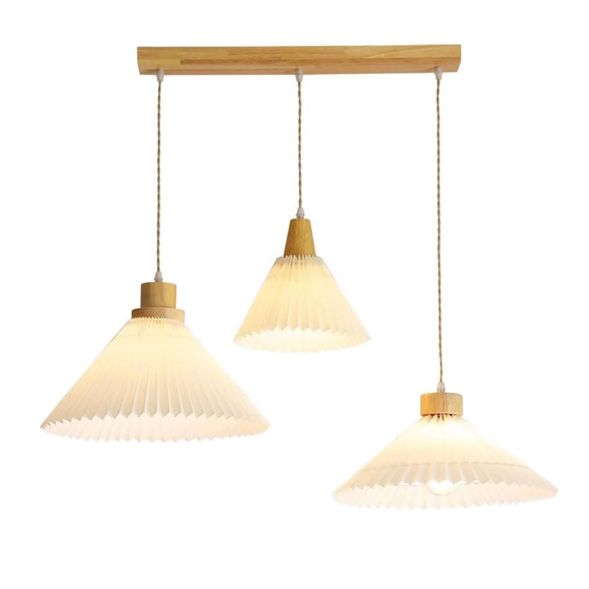Lampe suspendue en tissu plissé japonais lustre nordique bois réglable table