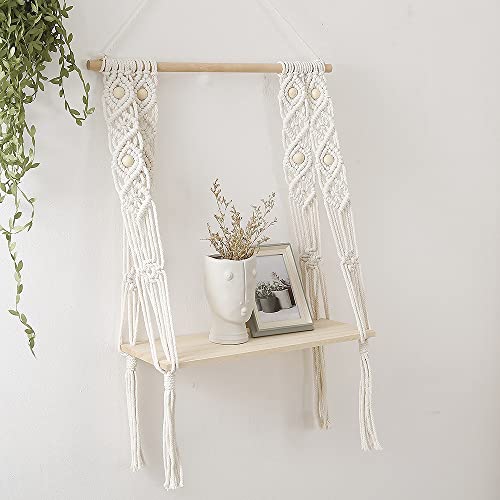 Étagère murale en macramé rustique en bois fait main