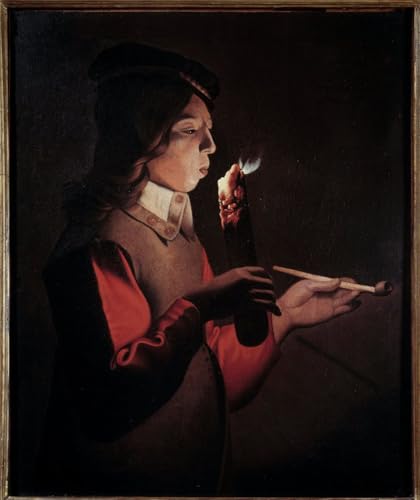 Affiche toile Georges De La Tour Le Jeune Fumeur pour habiller un grand mur vide avec elegance