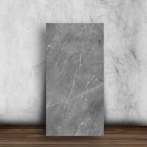 Placa Flexível Revestimento Autocolante Efeito Mármore Cinza 90x60cm - Revestimento Decorativo para