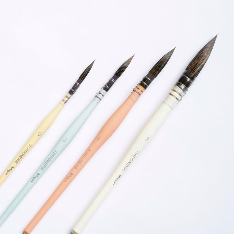 Image of Stationerie Paint Brush Set Handmade Soft Aqua Synthetic Hair with Stainless Wire Ideal for Art Paint, Watercolor, Quill, Oil Acrylics, Artists Brush Set (Candy MOP)