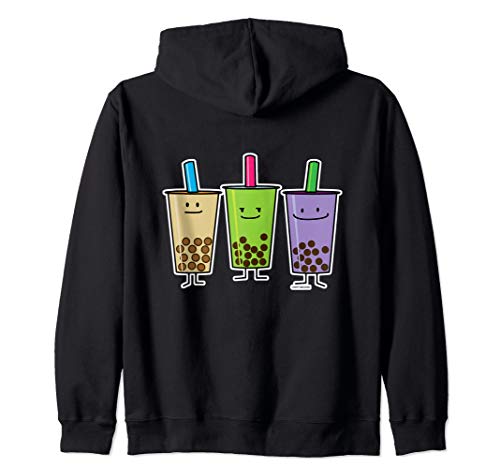 Matcha boba tea green drink milk Taro tapioca Japanese pearl Zip Hoodie