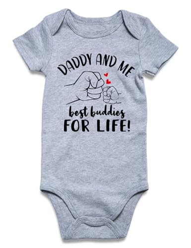 RAISEVERN Baby Boy Clothes 0-3 Months Daddy And Me Best Buddies For Life Newborn Girl Outfit Funny Announcement Sayings Unisex Infant Romper