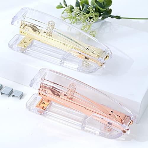 DONTHINKSO Goud Acryl Premium Nietmachine Clear Briefpapier Bureau Accessoires voor Dagelijkse Kantoor Noden Moderne… - Image 5