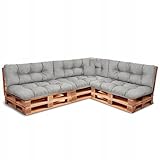 Wool & Home Palettenkissen Set für Gartenmöbel, 8-Teilig, Wasserabweisend, Gesteppt, mit Polsterschaumfüllung, für Lounge, Palettensofa, Terrasse, Balkon und Garten Grau