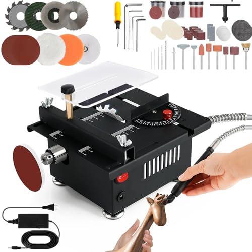 YSJWAER Mini Small Multi-Functional Table-Saw - Portable Crafts Table Saw Speed Angle Cutting Depth...