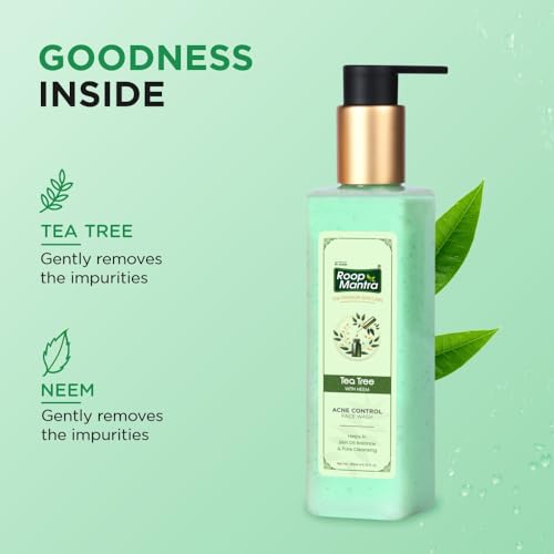 Image of Roop Mantra Premium Tea Tree with Neem Face Wash for Acne & Pimples -200ML |Face Wash for Controlling Acne |Skin Oil Balance|Gently Cleanses|Suitable for All Skin Types