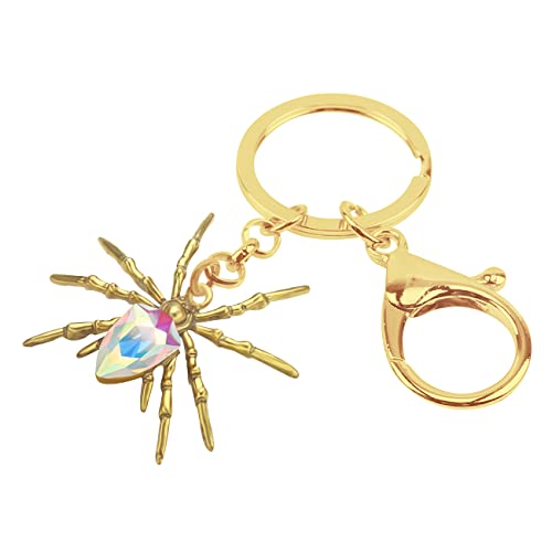 Dalane Alloy Gold Silver Plated Rhinestone Spider Keychains Car Key Ring Insects Jewelry Charms Gifts (Gold Multi) #TOP1