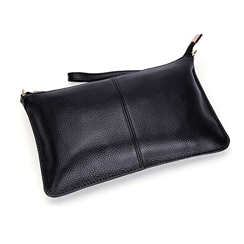 SEALINF Women's Cowhide Leather Clutch Handbag Small Shoulder Bag Purse (black)2