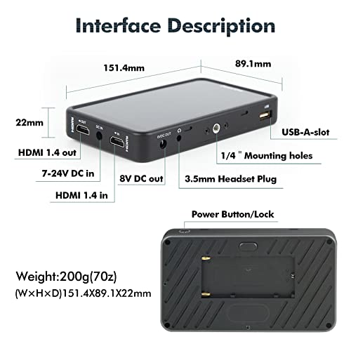 Desview DV-R5II Camera Field Monitor 5.5 Inch Touch Screen 800Nits High Brightness Full Hd Ips 178° View Angle thumb #5
