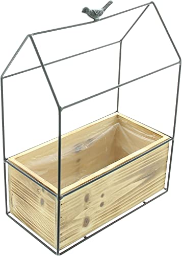 Blumenkasten Vogelhaus aus Holz & Metall, mit Deko-Vogel,...