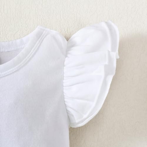 Image of LYSMuch Toddler Baby Girls T Shirt Ruffle Sleeveless Kids Cotton Tshirt Solid Color Blouse