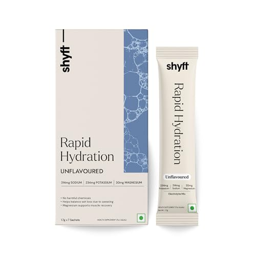 Image of Shyft Rapid Hydration - Unflavoured | 7 Sachets | Right sodium, potassium, magnesium mix for Instant Hydration | Zero Sugar | Zero Calories | Absolutely no harmful chemicals