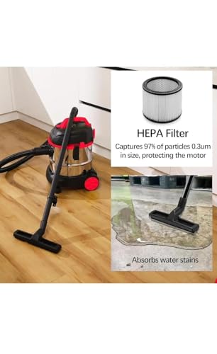 Image of Eureka Wet and Dry NXT Compact Vacuum Cleaner Wet & Dry Vacuum Cleaner 12 litres Tank Capacity | Stainless Steel Body | Accessories | Lightweight | 1 Year Warranty (Black, Red)