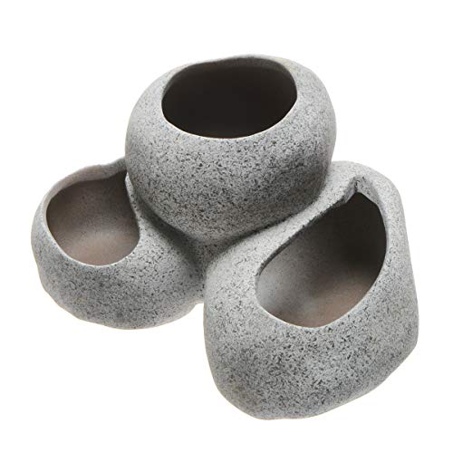 Adornos de cerámica para acuario con forma de maceta de piedra realista para decoración de peceras de bebé Betta Peces Cichlid Camarón Play Hide Rest Cover