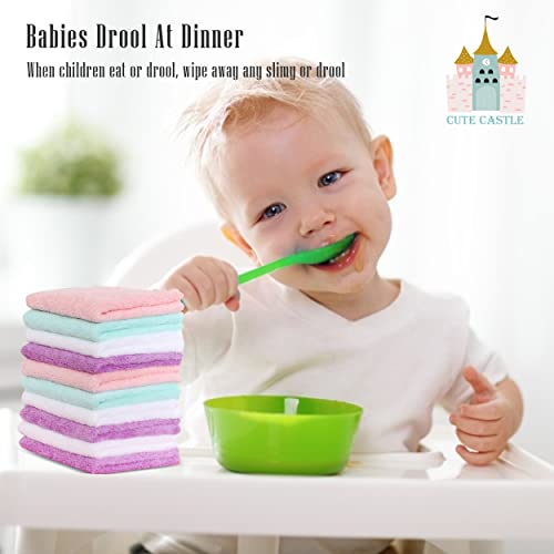 Image of Cute Castle Ultra-Soft Baby Washcloths, 16 Pack - 9 inch by 9 inch, Gentle on Sensitive Skin for Face and Body, Plush, Super Absorbent Wash Clothes for Girls and Boys, White+Pink+Purple+Frozen Blue