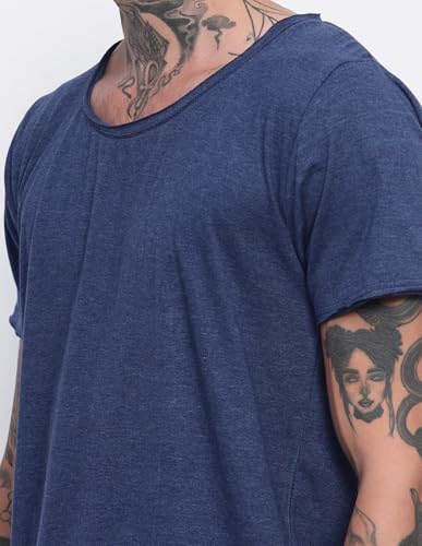 Image of Men's Cotton Scoop Neck T-Shirts, Regular Fit Tshirts Melange Scoop Neck T-Shirt