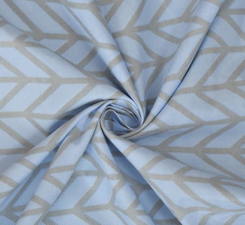 Image of Single Size Polycotton Flat Bedsheet Set - Printed, Wrinkle Free with 2 Pillow Covers (60 x 90 Inches | Aqua)
