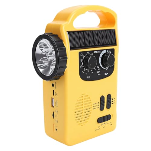 Naroote Radio d'urgence Solaire à Manivelle, Radio AM FM Portable avec Haut-Parleur intégré et Chargeur USB, Lampe de Poche et Lanterne de Camping pour la Survie en Plein Air