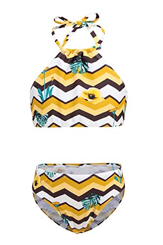 Image of Girls Two Piece Bikini Swimsuits Hawaiian Floral Bathing Suit for Kids Summer Beach Swimwear Set 3-16 Years