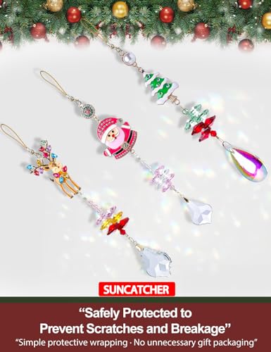Pendentifs en cristal de Noël pour sapin et breloque de sac chic, lot polyvalent de 3 - 8