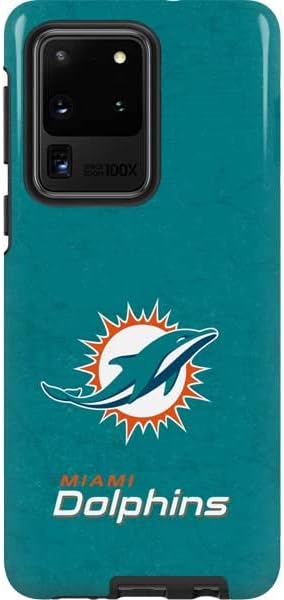 Skinit Pro Phone Case Compatible with Galaxy S20 Ultra 5G - Officially Licensed NFL Miami Dolphins Distressed- Aqua Design