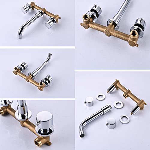 Robinet de lavabo mural laiton chrome pour optimiser l'espace vasque