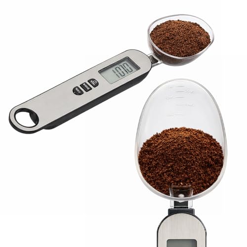 TIENDA EURASIA – Cuchara Medidora Digital de Precisión | 0.1 g a 500 g | Acero Inoxidable | Función TARA y HOLD | 2 Cucharas Intercambiables 50 ml y 25 ml | Báscula Cuchara para Cocina y Repostería