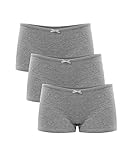 Libella® Pantys Damen Baumwolle Boxershorts Damen Hipster unterwäsche Damen Unterhosen Baumwolle 3er Pack 3901 Grau XXL