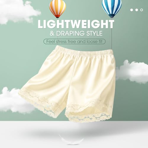 Image of MANCYFIT Satin Bloomers for Women, Lace Hem Slip Shorts
