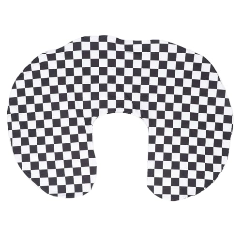 HPZIHUIT Funda de Almohada de Lactancia para bebé con Estampado Negro, Funda de Almohada de Lactancia en Forma de U, Funda de Almohada de Lactancia Lavable para mamás (A Cuadros en Blanco y Negro)