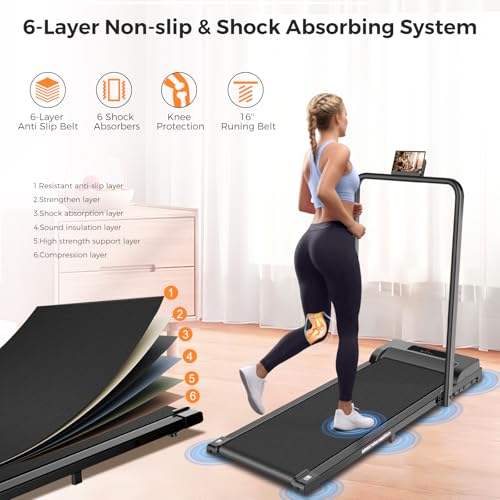 Image of Treadmills for Home 3.0HP Quiet Foldable Treadmill with Incline, Portable Walking Pad with Handle Bar, Walking Pad Treadmill for Running and Jogging with 330 LBS Capacity