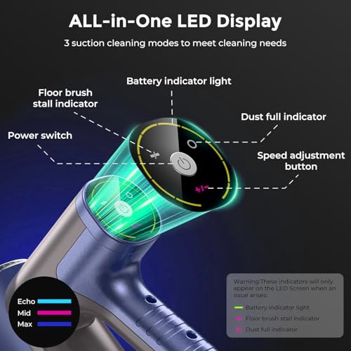 Image of MBTTODF Cordless Vacuum Cleaner,Vacuum Cleaner for Home with Brushless Motor,Lightweight Stick Vacuum with Self-Standing and Touch Screen,Hardwood Floor Vacuum for Pet Hair,Carpets,Tile(Sky Blue)